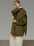 unspoken Asymmetrical Lambswool Blend Oversized Minimal Commuter Tailored Wool Coats