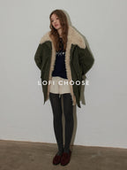 Lofi choose 90% White Duck Down Thick Hoodless Commuter Regular Fit Green Down Jackets