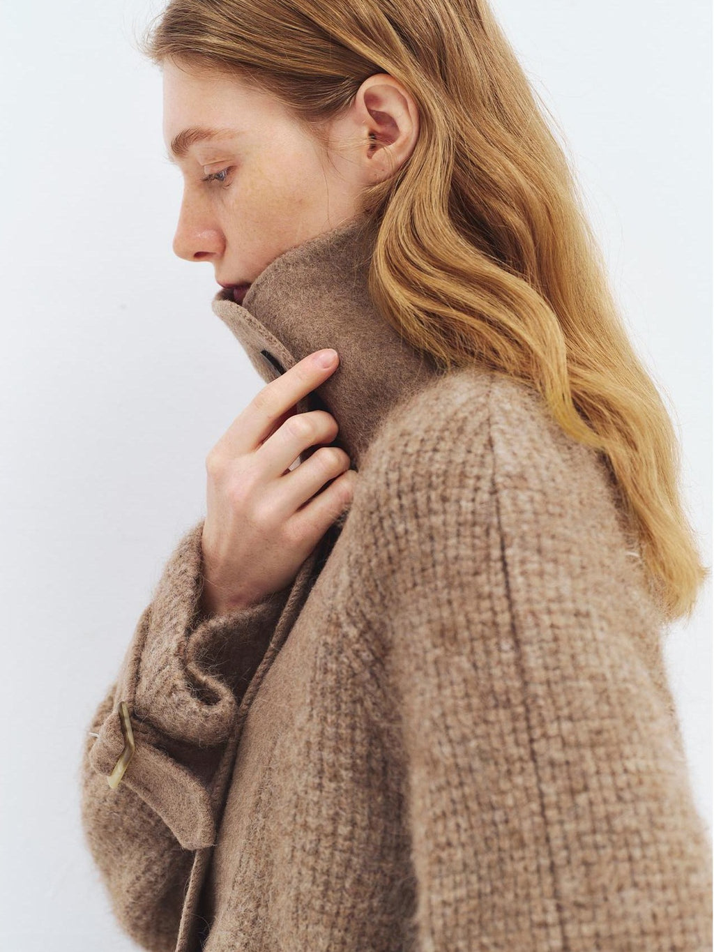 someonesometimes Alpaca Blend Double Breasted Casual Loose Fit Women Lapel Dusty Camel Short Coat