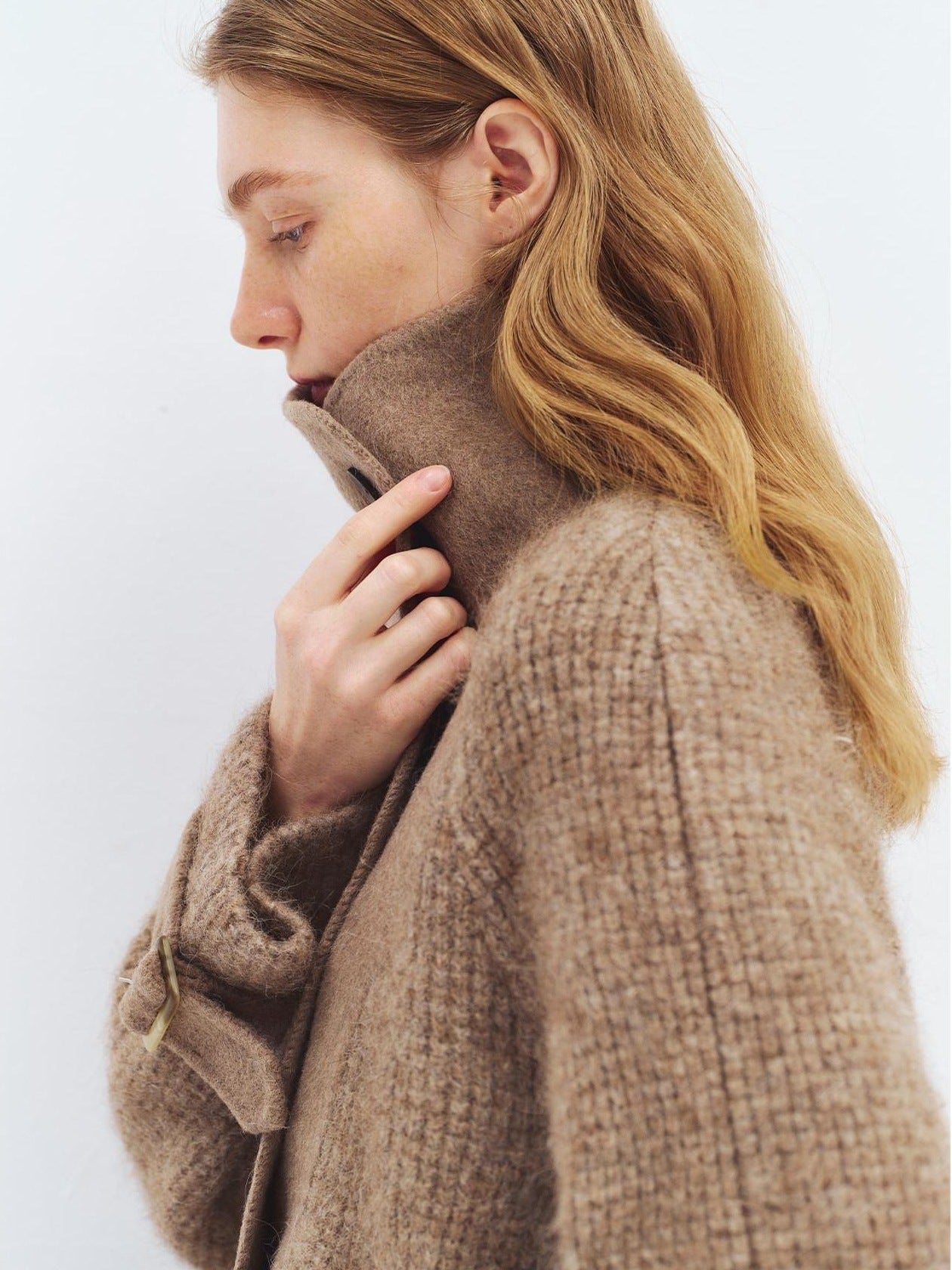 someonesometimes Alpaca Blend Double Breasted Casual Loose Fit Women Lapel Dusty Camel Short Coat