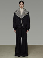 unspoken Warm Thick Fur Collar Loose Commuter Women Black Everyday Short Coat