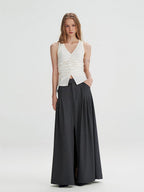 someone sometimes Pleated High Slit Mid Waist Office A Line Women Polyester Rayon Maxi Skirts