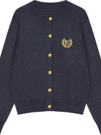 fano Wool Blend Straight Cut Commuter Round Neck Short Solid Knit Cardigans