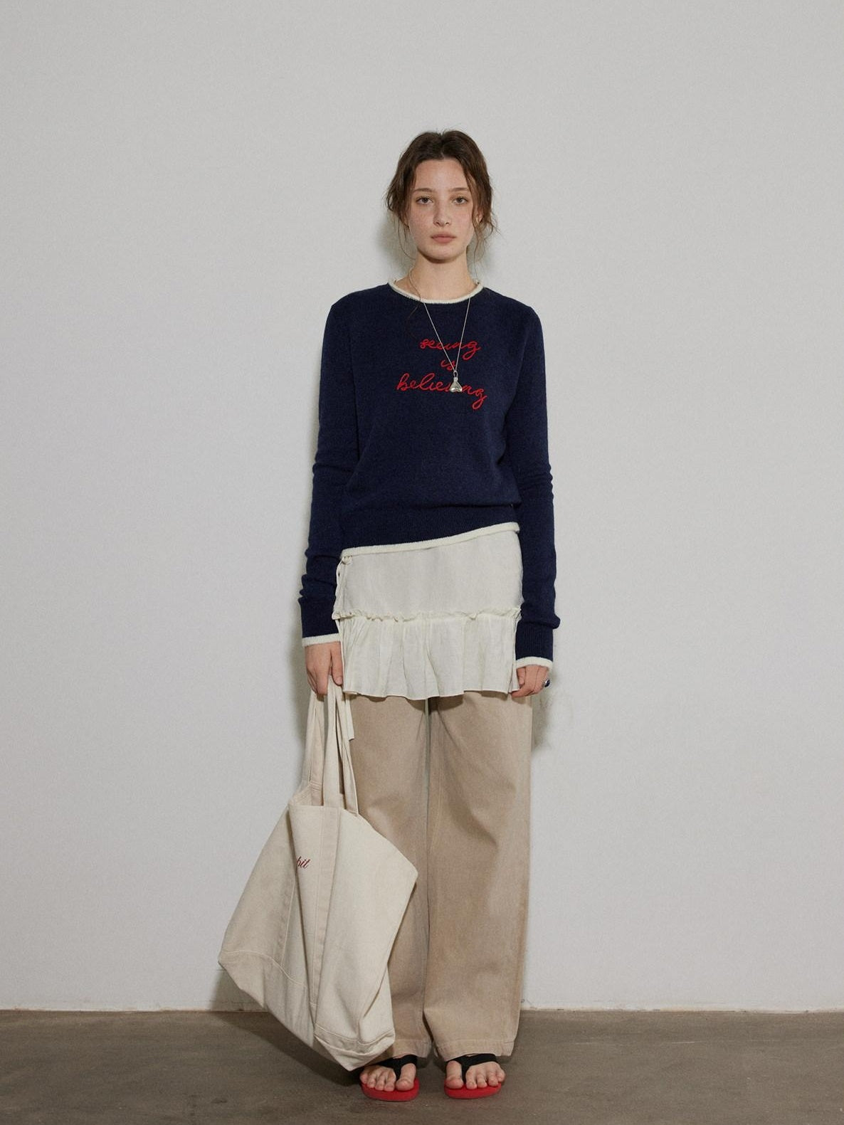 Lofi choose Colorblock Pullover Relaxed Fit Commuter Crewneck Casual Office Sweatshirt