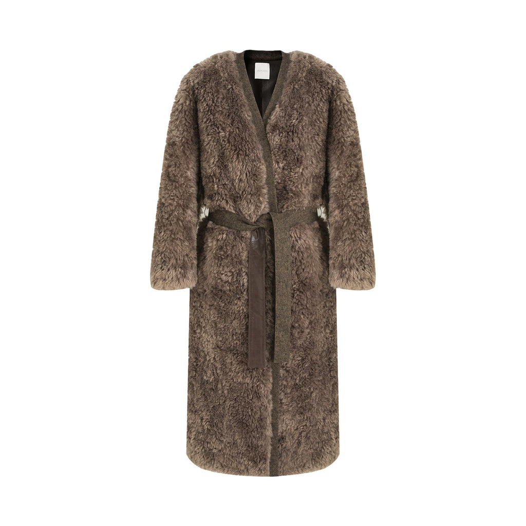 unspoken_Warm_Belted_V-neck_Loose_Fit_Commuter_Women_Brown_Gray_Long_Coats_MISSTT