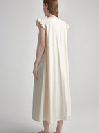 fano High Waist Structured A Line Sleeveless Cotton Lyocell Office Maxi Dresses