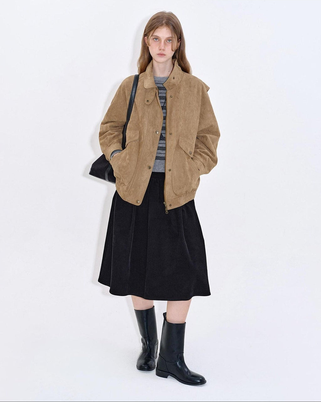 fano Khaki Commuter Loose Fit Multi Button Polyester Youth Leather Jackets