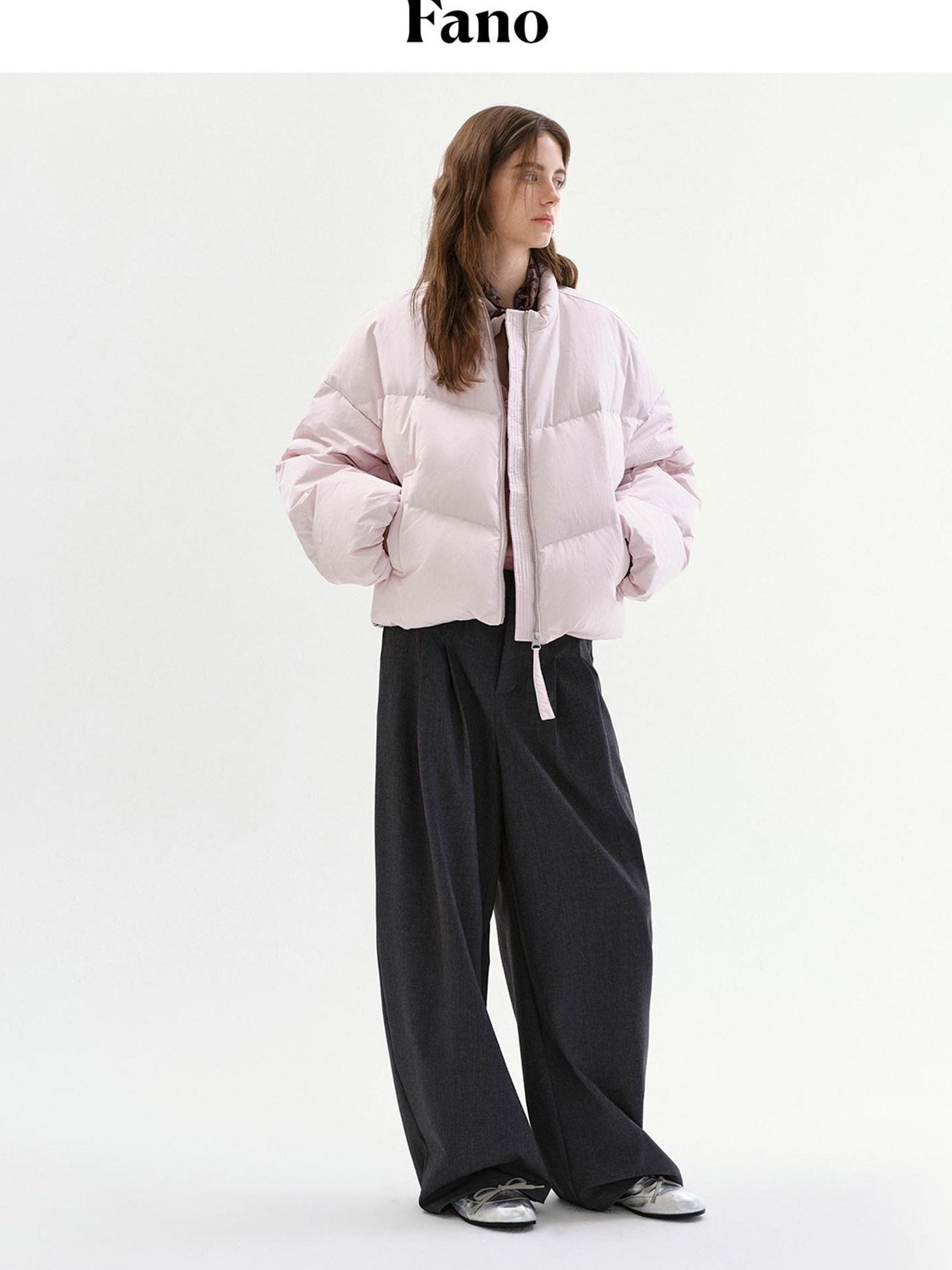 fano 90 Fill White Duck Down Warm Baseball Collar Casual Women Pink Down Jackets