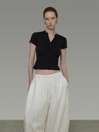 unspoken Moisture Wicking Slim V-neck Cropped Womens Viscose Blend Short Sleeve T-Shirts