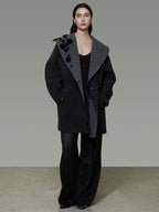 unspoken Warm Thick Minimal Commuter Loose Fit Lapel Women Sheep Wool Blend Wool Coats