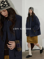 Lofi choose Warm Thick Cotton Commuter Loose Fit Single Breasted Button Front Puffer Jackets