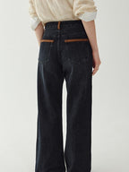 fano Washed Minimal Loose Natural Waist Raw Denim Youth Nonstretch Straight Leg Jeans