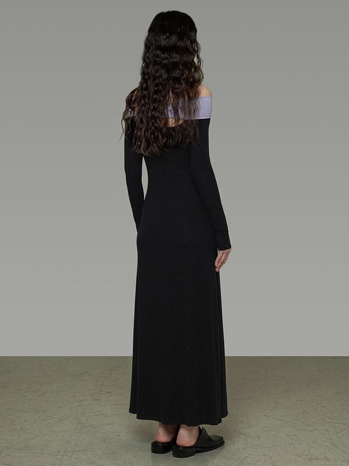 unspoken Tencel High Waist Asymmetrical Off Shoulder A Line Knit Women Maxi Dresses