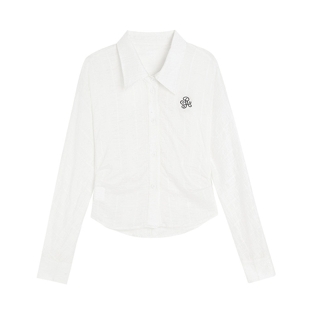 ikyou_Uv_Protection_Lyocell_Slim_Ruching_Stand_Collar_Embroidered_Work_Everyday_Shirts_MISSTT