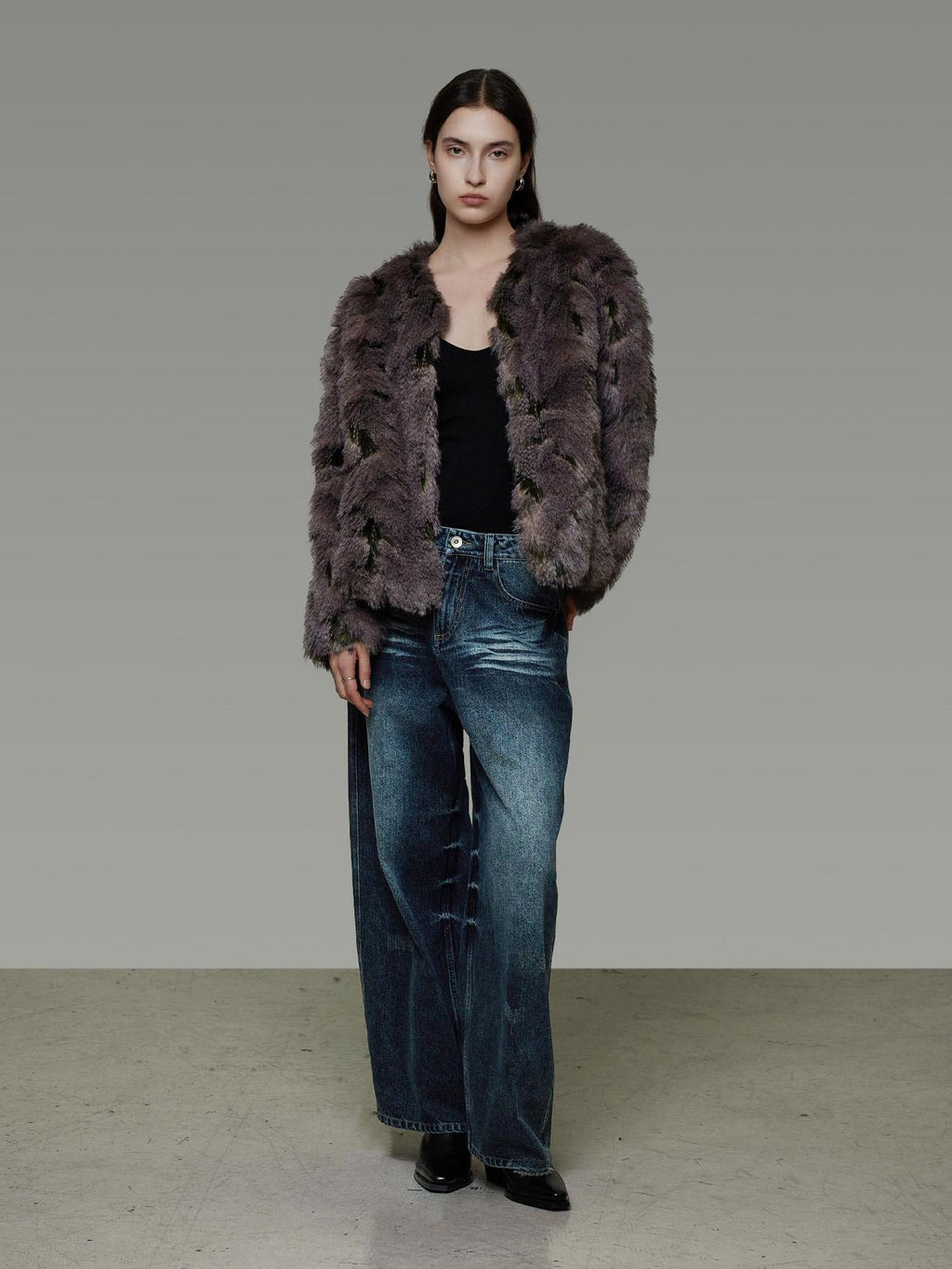 unspoken Warm Minimal No Collar Mocha Brown Women Commuter Polyester Short Coat
