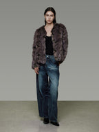 unspoken Warm Minimal No Collar Mocha Brown Women Commuter Polyester Short Coat