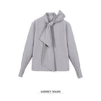 audreyyang_Wrinkle_Resistant_Office_Loose_Tie_Neck_Bow_Print_Women_Polyester_Blouses_MISSTT
