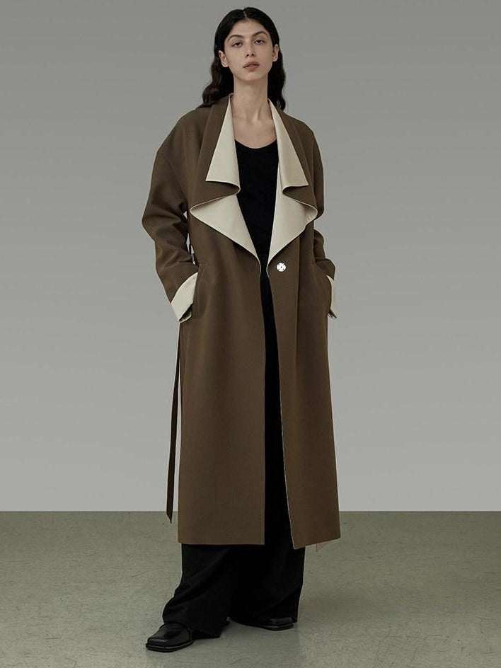 unspoken Minimalist Office Loose Longline Poly Blend Women Green Trench Coats