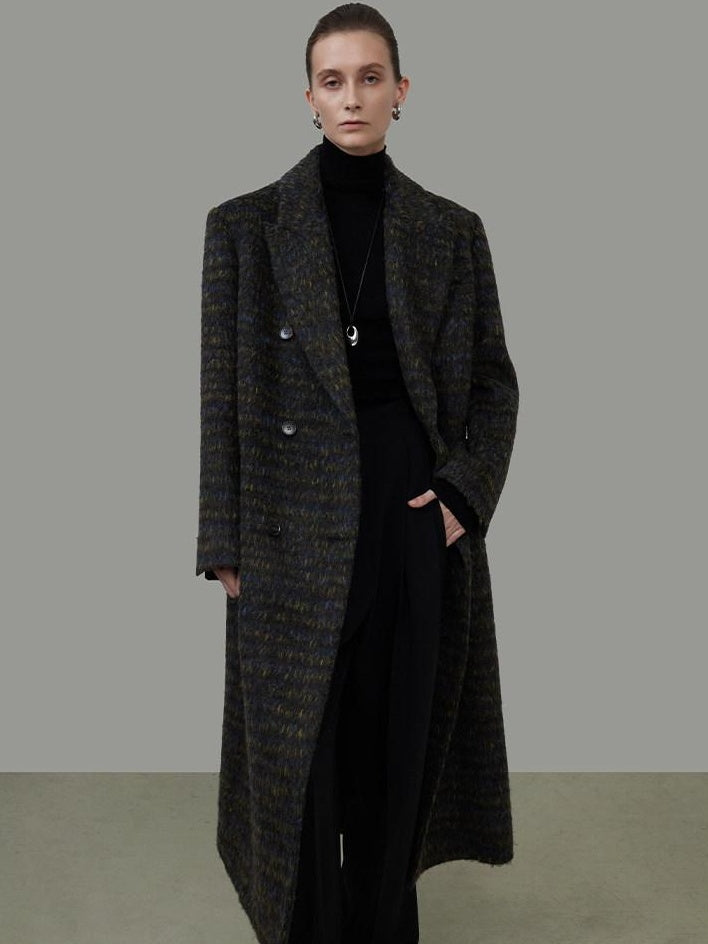 unspoken Warm Thick Double Breasted Long Loose Fit Minimalist Office Charcoal Wool Coats