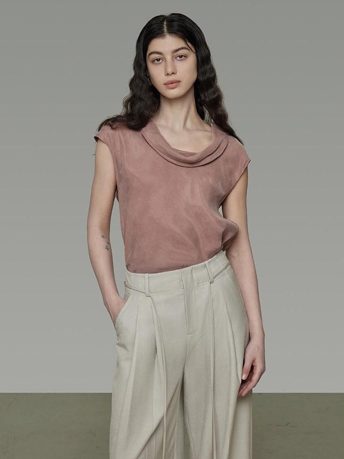 unspoken Eco Recycled Viscose Loose Fit Pullover Office Women Smoky Pink Casual Blouses