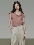 unspoken Eco Recycled Viscose Loose Fit Pullover Office Women Smoky Pink Casual Blouses