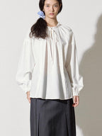 fano Breathable Lyocell Cotton Loose Round Neck Korean Long Sleeve White Blouses
