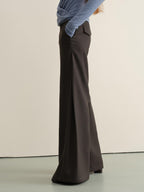 Stretch Knit Olive Gray Micro Flare Casual High Waist Women Flared Pants