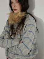 Lofi choose Acrylic Wool Blend Office Loose Fit Striped Pullover Crewneck Women Sweaters