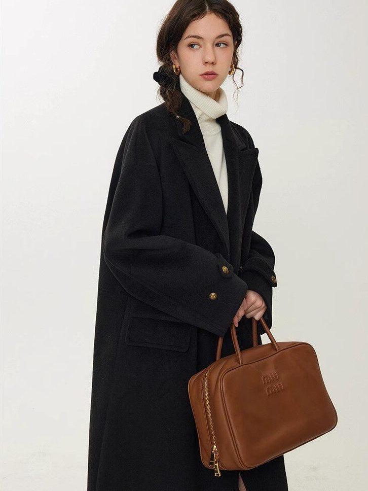 fano Minimalist Commuter Straight Fit Double Breasted Lapel Pocket Women Short Coat