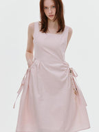fano Tencel Lyocell Aline Sleeveless Square Neck Korean Commuter Midi Dresses