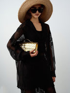 audreyyang Polyester Two Piece V-neck Long Sleeve Tailored For Women Wide Leg Pants