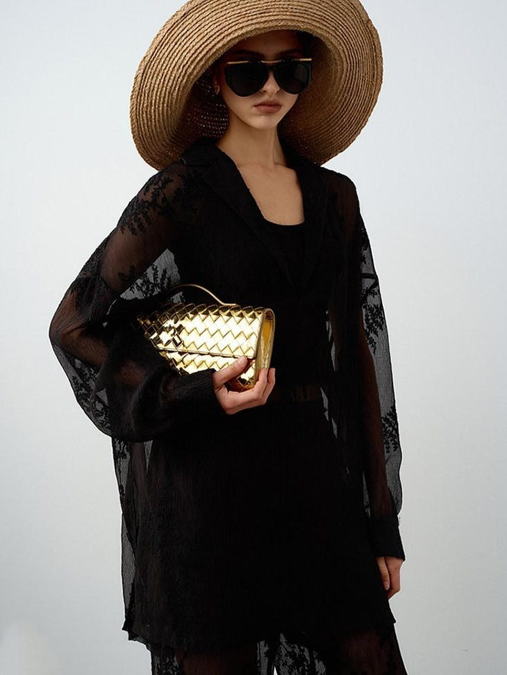 audreyyang Polyester Two Piece V-neck Long Sleeve Tailored For Women Wide Leg Pants
