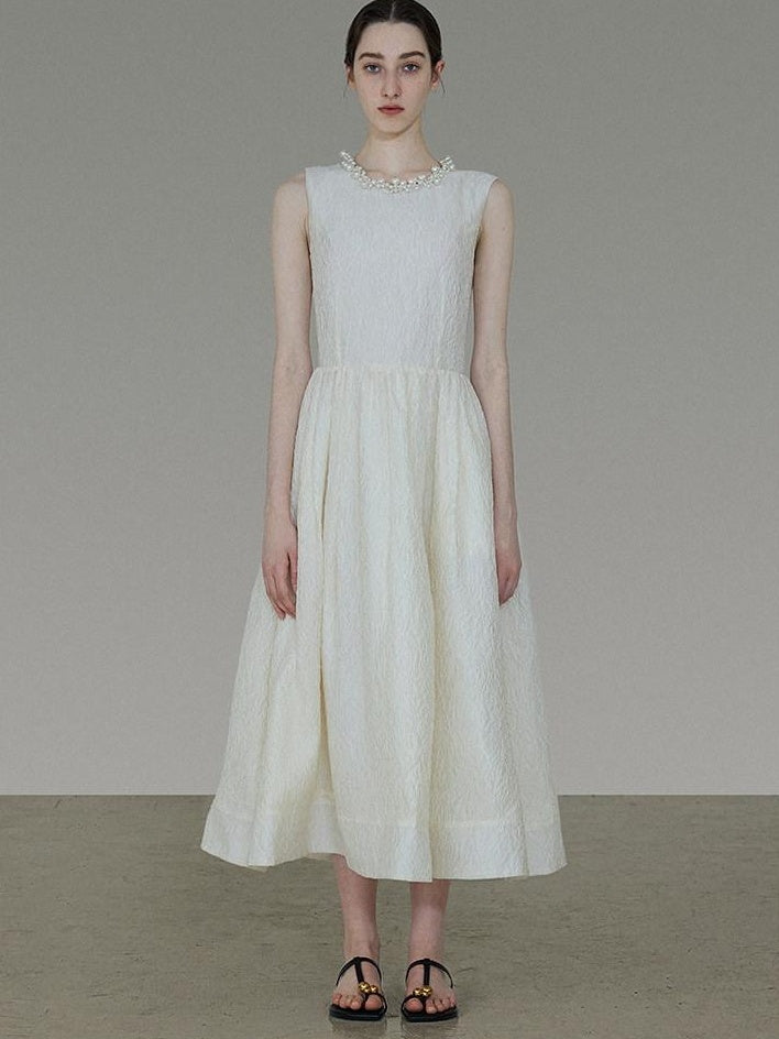 unspoken Polyester Blend A Line Fitted Waist Round Neck Sleeveless Casual Maxi Dresses