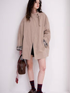 fano Khaki Loose Fit Single Breasted Mid Length Korean Casual Women Trench Coats