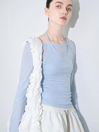 audreyyang Lightweight Lyocell Wool Slim Fit Solid Women Crew Neck Long Sleeve T-Shirts