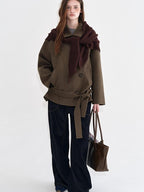 fano Polyblend Single Button Lapel Relaxed Fit Korean Commuter Women Olive Wool Coats