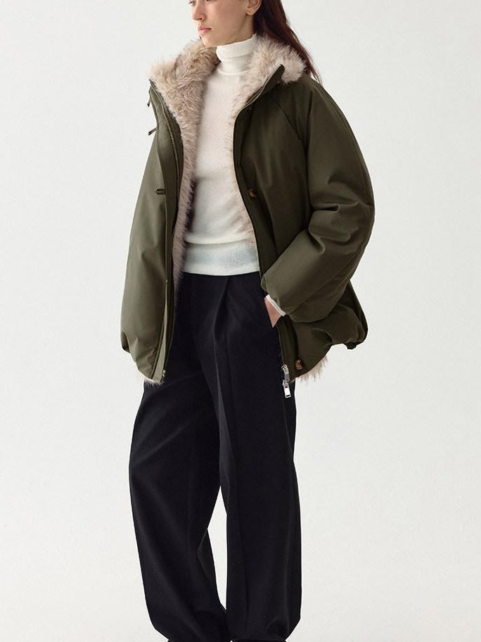 fano 90% White Duck Down Warm Loose Korean Commuter Hoodless Women Down Jackets