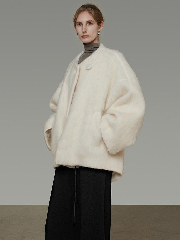 unspoken Premium Sheepswool Thick Tailored Relaxed Office One Button Wool Coats