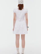 fano Pure Cotton Breathable Korean Workwear A Line Round Neck White Midi Dresses