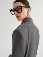 audreyyang Single Button Relaxed Fit Polyester Office For Women Long Sleeve Solid Blazers