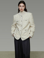 unspoken Soft Wool Blend Minimalist Commuter Round Neck Single Breasted Loose Short Coat