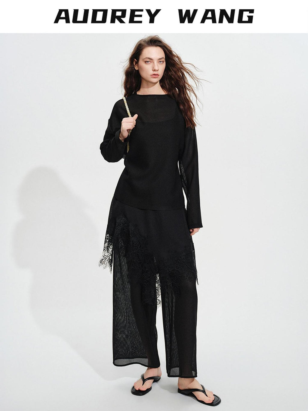 audreyyang Soft Viscose Blend Non Deforming Loose Fit Patchwork Women Top & Pants Sets