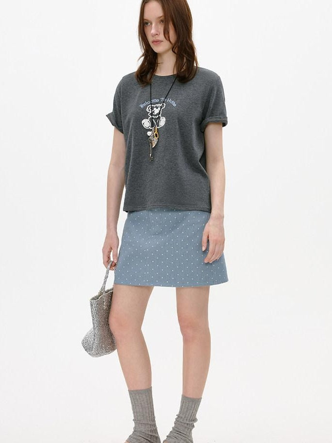 fano Soft Stretch Cotton Printed Round Neck Korean Relaxed Fit Short Sleeve T-Shirts