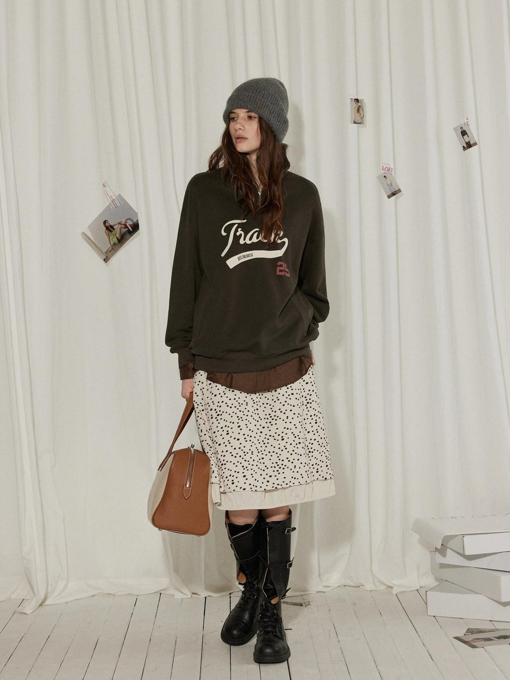 Lofi choose 100 Percent Cotton Loose Fit Henley Neck Workwear Long Sleeve Sweatshirt