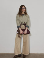 Lofi choose High Waist Casual Loose Fit Zipper Front No Stretch Beige Women Wide Leg Jeans