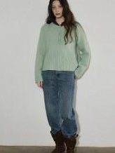 Lofi choose Soft Acrylic Commuter Loose Fit Solid Crewneck Women Knitwear Sweaters