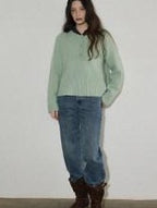 Lofi choose Soft Acrylic Commuter Loose Fit Solid Crewneck Women Knitwear Sweaters