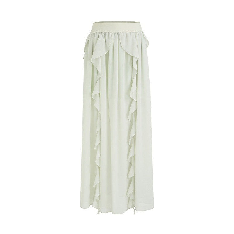 unspoken_Lined_Mid_Waist_Classic_Solid_Green_H_Shape_Loose_Commuter_Women_Maxi_Skirts_MISSTT