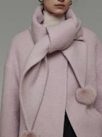 unspoken Cozy Lambswool Midlength Loose Tailored Minimal Women Pink Wool Coats
