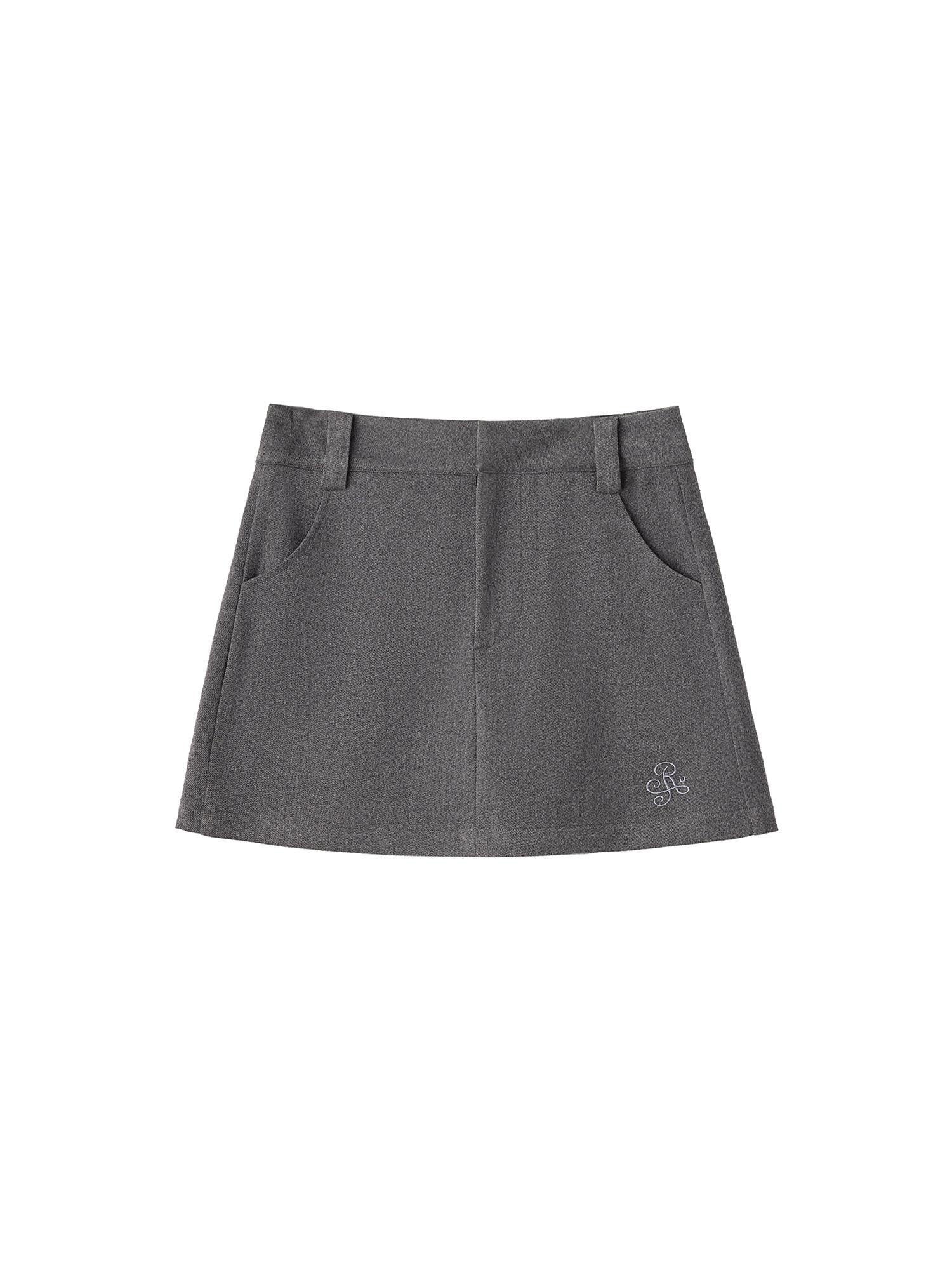 ikyou Shape Retaining Embroidered Casual A Line Low Waist Slim Black Mini Skirts